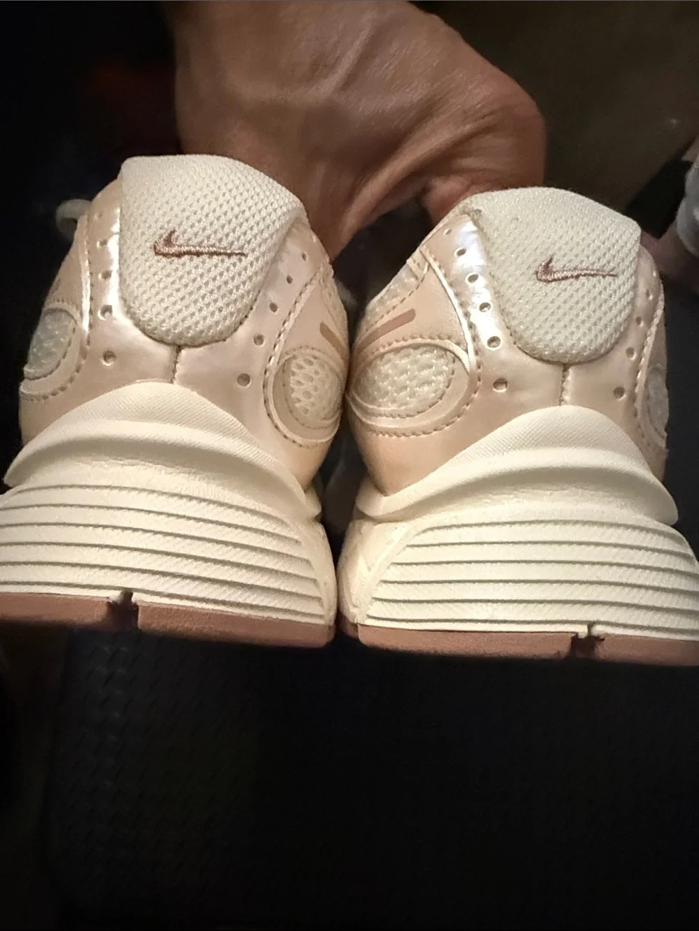 Nike Women’s Pale Pink and White Mesh Sneakers v4